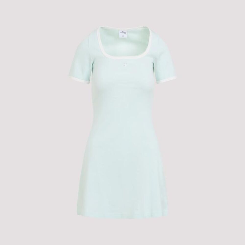 COURREGES Square Neck Ribbed Mini Dress Women CLEAR BLUE Dresses